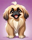 Pekingese puppy dog cartoon character