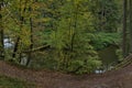 Peklo, Czech republic - October 16, 2021: autumnal Robecsky potok river