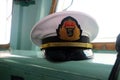 Malaysian Royal Navy office`s hat in KD Jebat command bridge during 85th Malaysian