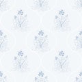 Pelargonium floral ogee vector pattern background. Historical style backdrop in pastel blue and white with hand drawn Royalty Free Stock Photo