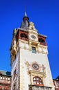 Peles Castle detail of a tower on blue sky Royalty Free Stock Photo