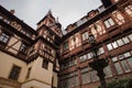 Peles Castle wooden facade Royalty Free Stock Photo