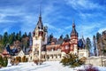 Peles Castle Romania in a clear winter day Royalty Free Stock Photo