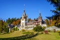 Peles Castle panorama in Sinaia, Romania 4 Royalty Free Stock Photo