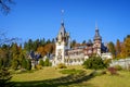 Peles Castle panorama in Sinaia, Romania 3 Royalty Free Stock Photo