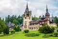 Peles castle on a rainy day in Sinaia, Romania Royalty Free Stock Photo