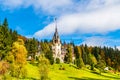 Peles castle Sinaia in autumn season, Transylvania Royalty Free Stock Photo