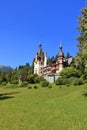 Peles castle Sinaia in autumn season, Transylvania, Romania protected by Unesco World Heritage Site Royalty Free Stock Photo