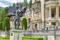 Peles castle. Sinaia, Romania June, 18th, 2019. King Carol statue