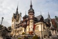 Peles castle, Sinaia, Romania.Overcast on a beautiful autumn day