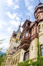 Peles Castle view of the facade Royalty Free Stock Photo