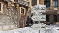 Peles Castle - winter - signs Royalty Free Stock Photo