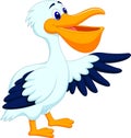 Pelican bird cartoon waving Royalty Free Stock Photo
