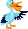 Pelican bird cartoon waving Royalty Free Stock Photo