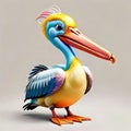 Pelican bird funny portrait comic book character