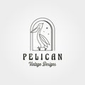 Pelican bird line art vintage logo vector illustration design Royalty Free Stock Photo