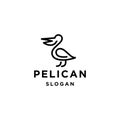 Pelican bird logo vector icon in continuous line style Royalty Free Stock Photo