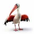 Realistic Pelican Standing On White Background - Cinema4d Render