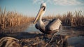 Photorealistic Pelican Portrait In Unreal Engine 5: Dark And Muted Colors Royalty Free Stock Photo