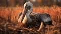 Hyper-realistic White Pelican In Autumn - Unreal Engine Render Royalty Free Stock Photo