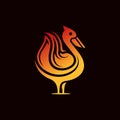 Pelican Fire Flame logo design vector template, Logotype concept icon