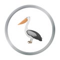 Pelican icon in cartoon style isolated on white background. Bird symbol stock vector illustration. Royalty Free Stock Photo