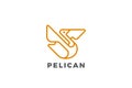 Pelican Logo Bird Abstract Fying Design Vector Geometric Linear Outline style