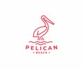 Pelican logo design. Pelican animal line art vector design Royalty Free Stock Photo