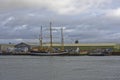 The Pelican of London a Class A Tall Ship alongside the quay at the Port of Montrose in Angus Royalty Free Stock Photo