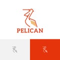 Pelican Open Beak Exotic Bird Monoline Logo Template