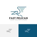 Pelican Open Beak Fly Fast Delivery Service Monoline Logo