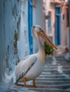 Pelican Petros on the island of Mykonos in Greece Royalty Free Stock Photo