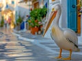 Pelican Petros on the island of Mykonos in Greece Royalty Free Stock Photo