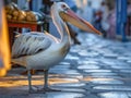 Pelican Petros on the island of Mykonos in Greece Royalty Free Stock Photo