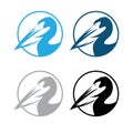 Pelican round emblems set vector design