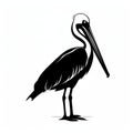 Minimalist Pelican Silhouette: Clean Design With Black Color Royalty Free Stock Photo