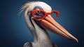 Pelican With Spectacles: A Vivid Portraiture In Cinema4d