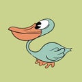 Pelican toons: funny character, vector illustration trendy classic retro cartoon style