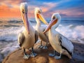 Pelican trio Made With Generative AI illustration