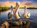 Pelican trio Made With Generative AI illustration