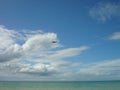 A Pelicans Flying alone at the daylight on Holbox beach