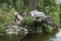 Pelicans resting and enjoying a sunny day at Zoo,  Vienna,  Austria Royalty Free Stock Photo