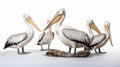 pelicans on a white background. AI Generative