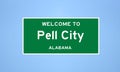 Pell City, Alabama city limit sign. Town sign from the USA.