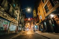 Pell Street at night, in Chinatown, Manhattan, New York.