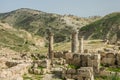 Pella ruins columns near the mountains Royalty Free Stock Photo