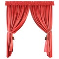 Pelmet isolated on white background. Red curtains. Royalty Free Stock Photo