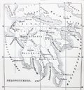 Peloponnese map in a vintage book `Olympia`, by Adolf Boetticher, 1886