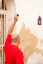 Pelota player at the start of a game Royalty Free Stock Photo