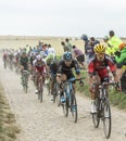 The Peloton on a Cobblestone Road - Tour de France 2015